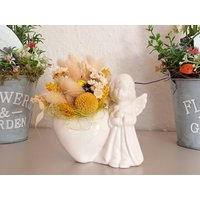 Liebevoller Engel Mit Herz-Grabschmuck-Trockenblumengesteck-Kindergrab-Grabdeko-Grabgesteck-Gesteck-Herzgesteck-sternenkind-Geburtstag-Deko von EBmomente