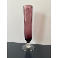 Vintage Lila Glas Stiel Vase von EBvintagegoods