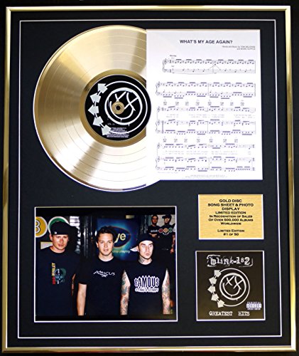 EC Blink 182 CD Gold DISC UND Photo UND Song Sheet Display/Limitierte Auflage/COA/Album, Greatest Hits/Song Sheet, What's My Age Again? von EC
