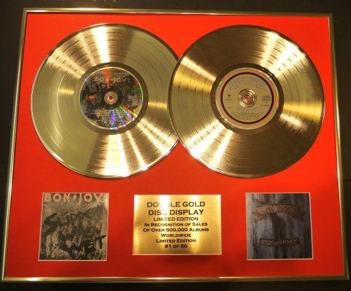 EC Bon Jovi/Zweifache Goldene Schallplatte Display/Limitierte Edition/COA/Slippery When Wet & New Jersey von EC