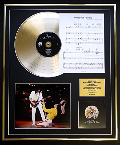 EC Queen/CD Gold DISC UND Photo UND Song Sheet Display/Limitierte Auflage/COA/Album A Day at The Races/Song Sheet Somebody to Love von EC