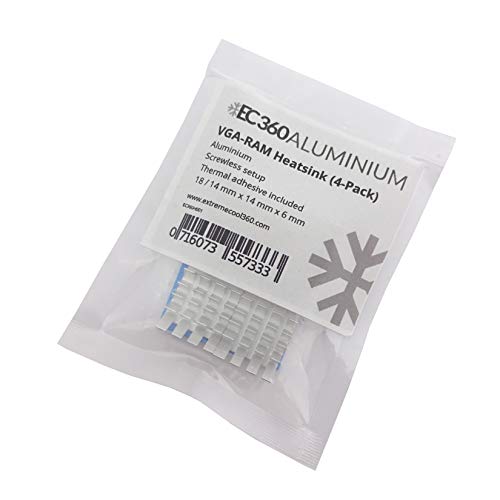 EC360® Aluminium 4-Pack VGA-RAM Kühler (18/14 x 14 x 6 mm) von EC360