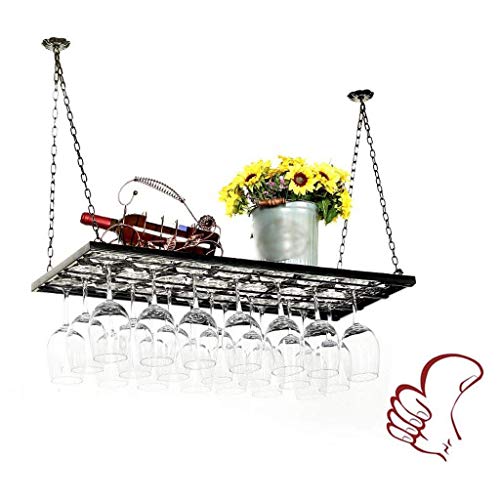 Weinregal, Weinregal Ceig Weinregale Metall Hängende Weinglashalter Vintage Weinflaschenhalter Rustikale Wandmontage Glaswaren Halter Bars (Color : Black, Size : 60 * 31cm) von ECBETCR