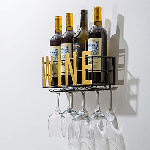 Weinregal, Weinregal Loft Multifunktions Wandmontiertes Metall Weinregal Flaschenständer für Flaschen Weinglasständer (Farbe: A) von ECBETCR