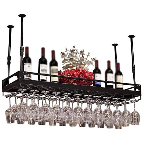 Weinregal, Weinregal Schwarz Einstellbare Höhe Flaschenhalter Weinregale Ceig Weinregale Metall Schwimmende Regale Bar Stemware Halter (Größe : 80 * 35cm) von ECBETCR