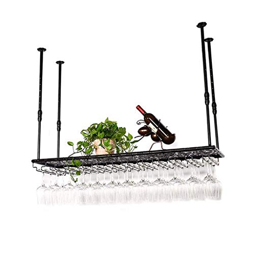 Weinregal, Weinregal Wandmontage Einstellbare Höhe Ceig Hängenden Metallhalter Stemware Lagerregal (Größe : 100 * 35cm) von ECBETCR