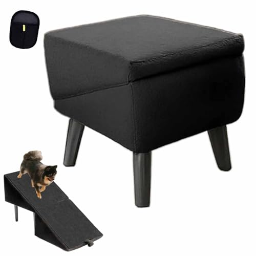 2-in-1 Umwandelbarer Tritthocker Aus Holz Für Zuhause, Hunderampe, Klappbare Hunderampe Fürs Bett, Umwandelbare Geteilte Ottoman-Haustierrampen, Klappbare Rutschfeste Treppe Fürs Sofa(Schwarz,Plush) 2-in-1 Umwandelbarer Tritthocker Aus Holz Für Zuhause, Hunderampe, Klappbare Hunderampe Fürs Bett, Umwandelbare Geteilte Ottoman-Haustierrampen, Klappbare Rutschfeste Treppe Fürs Sofa(Schwarz,Plush) von ECBLI
