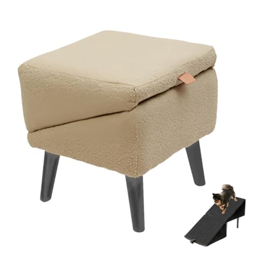 2-in-1 Umwandelbarer Tritthocker Aus Holz Für Zuhause, Hunderampe, Klappbare Hunderampe Fürs Bett, Umwandelbare Geteilte Ottoman-Haustierrampen, Klappbare Rutschfeste Treppe Fürs Sofa(Khaki,Cotton and 2-in-1 Umwandelbarer Tritthocker Aus Holz Für Zuhause, Hunderampe, Klappbare Hunderampe Fürs Bett, Umwandelbare Geteilte Ottoman-Haustierrampen, Klappbare Rutschfeste Treppe Fürs Sofa(Khaki,Cotton and von ECBLI