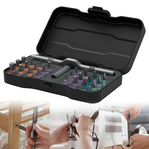 24 in 1 Dly Screwdriver Set Magnetic Compact and Portable Ratchet Screwdriver, T Handle Ratchet Screwdriver Tool Combination Set Household, Multifunctional Magnetic Ratchet Screwdriver Set(1 set) von ECBLI