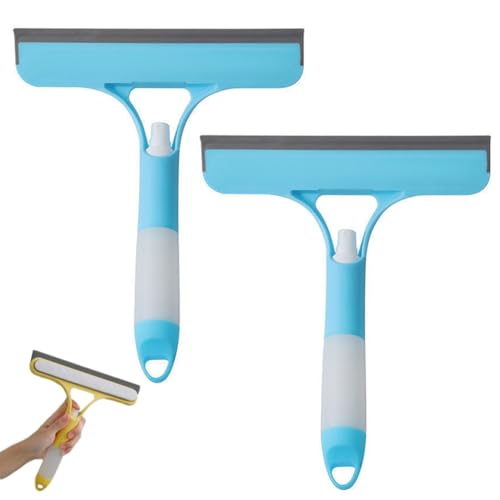 ECBLI 3 in 1 Window Cleaning Scraper, Mirror Squeegee and Scrubber with Spray, Spray Windowsqueegee Cleaner Tool with Spraybottle, for Windows, Walls, Car Windshields, Bathrooms, Kitchens(Blue) von ECBLI
