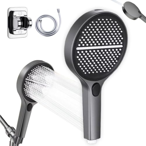 High-End Pressurized Large Panel Shower Head, Anti-Clog Nozzles, 3+1 Pressurized Water Outlet for a Comfortable Shower Experience, And Multi-functional Water Outlet Switching with One Hand(Gray) von ECBLI