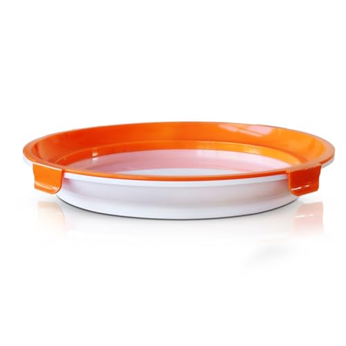 Stackable Food Preservation Trays, Reusable Food Tray Kitchen Storage Tray Food Storage Container Stackable Fridge Storage Case for Kitchen for Vegetable Salad and Various(New Circle - Orange) von ECBLI