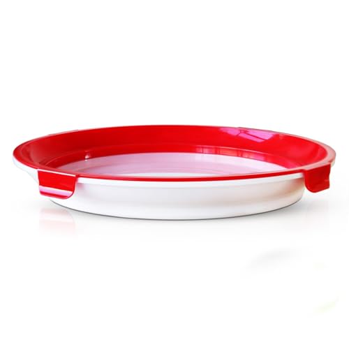 Stackable Food Preservation Trays, Reusable Food Tray Kitchen Storage Tray Food Storage Container Stackable Fridge Storage Case for Kitchen for Vegetable Salad and Various(New Circle - Red) von ECBLI