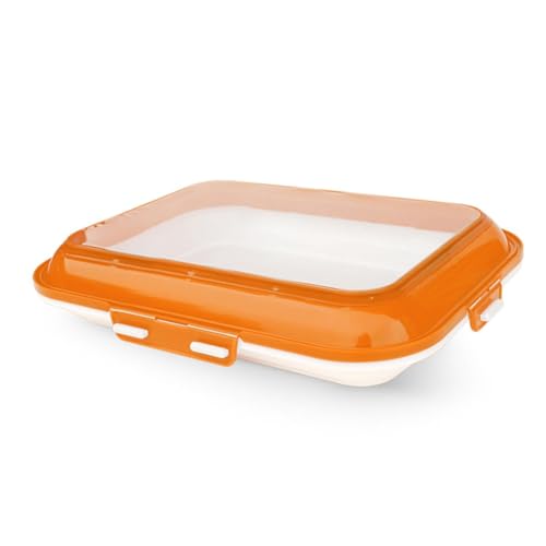 Stackable Food Preservation Trays, Reusable Food Tray Kitchen Storage Tray Food Storage Container Stackable Fridge Storage Case for Kitchen for Vegetable Salad and Various(Rectangle - Orange) von ECBLI