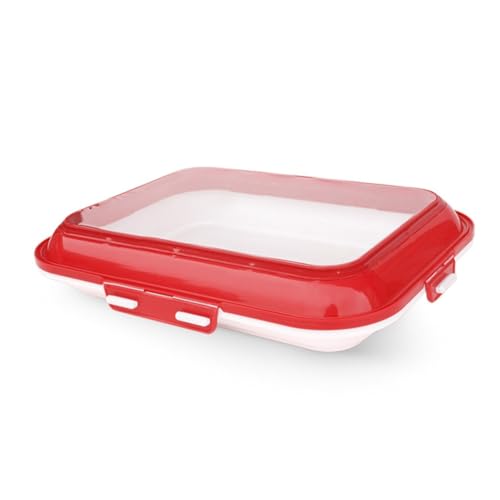 Stackable Food Preservation Trays, Reusable Food Tray Kitchen Storage Tray Food Storage Container Stackable Fridge Storage Case for Kitchen for Vegetable Salad and Various(Rectangle - Red) von ECBLI