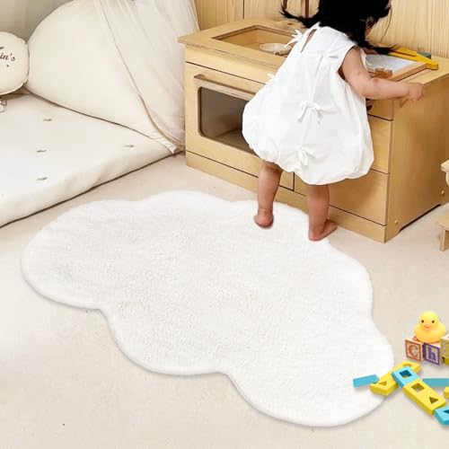 Teppiche für Kinder, Wolkenform, Baby-Krabbelteppich, Teppich, Zimmer, warm, weich, 100 % Baumwolle, luxuriös, Plüsch, handgefertigt, gestrickt, Kinderzimmerdekoration, Teppich, 100 x 65 cm (Wolke) von ECBUY