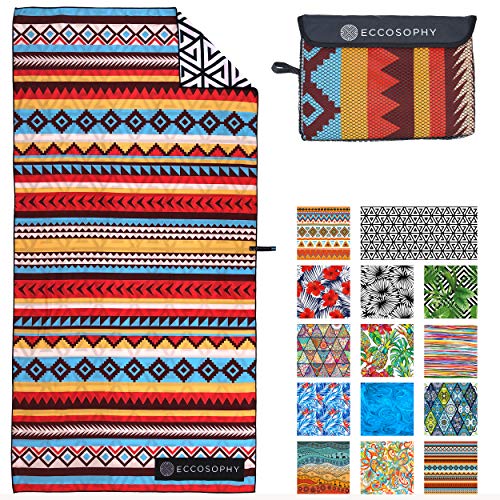 ECCOSOPHY Mikrofaser-Strandtuch für Erwachsene – Übergroße Reise-Strandtücher mit Tasche – 180,3 x 88,9 cm schnell trocknende Pool-Handtücher – große sandfreie Strandtücher (Cancun) von ECCOSOPHY