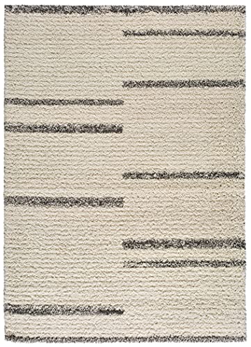 ECCOX - Gobi Hochflor-Teppich aus Polypropylen mit Jutebasis, weicher und strapazierfähiger Teppich, für Eingang, Wohnzimmer, Esszimmer, Schlafzimmer, Ankleidezimmer, Creme (80 x 150 cm) von ECCOX