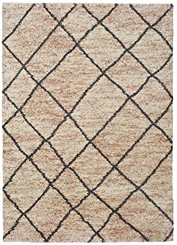 ECCOX - Hochflor-Teppich aus Polypropylen mit Jutebasis, weicher und strapazierfähiger Teppich, für Eingang, Wohnzimmer, Esszimmer, Schlafzimmer, Ankleidezimmer, Beige (80 x 150 cm) von ECCOX