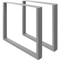 2X Tischbeine aus Vierkantprofilen 80x40 mm, Tischgestell 70 x 72 cm, Grau, pulverbeschichtete Stahl, Industriedesign, Metall Tischuntergestell von ECD GERMANY