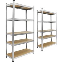 Ecd Germany - 2er Set Werkstattregal Schwerlastregal 170x70x30 cm bis 350kg belastbar verzinktes Metall 5 MDF-Platten höhenverstellbar Lagerregal von ECD GERMANY