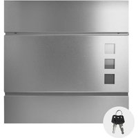 ECD Germany Briefkasten in Silber mit Zeitungsfach, Schloss und 2 Schlüsseln, inkl. Montagematerial, 37x10,5x36,5 cm, aus Stahl, Moderner Design von ECD GERMANY