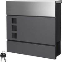 ECD Germany Briefkasten mit Zeitungsfach, 37x36,5x10,5 cm, Anthrazit/Silber, aus Edelstahl ECD Germany Briefkasten mit Zeitungsfach, 37x36,5x10,5 cm, Anthrazit/Silber, aus Edelstahl von ECD GERMANY