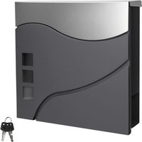 ECD Germany Briefkasten mit Zeitungsfach 37 x 10,5 x 36,5 cm Anthrazit/Silber Edelstahl Sichtfenster 2 Schlüssel und Montagematerial - Moderner von ECD GERMANY