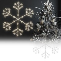 Led Schneeflocke 120 cm mit 384 LEDs Warmweiß, Dekorative Hängende Weihnachtsbeleuchtung für Innen/Außen, IP44 Wasserdicht, Fenstersilhouette Fenster von ECD GERMANY