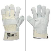 Ecd Germany - 12 Paar Pro-Fit® Rindspaltleder-Handschuhe Größe 8/M - Natur - mit Canvas-Stulpe - Leder Arbeitshandschuhe Rindspalt Schutzhandschuhe von ECD GERMANY