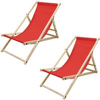 Ecd Germany - 2er Set Liegestuhl klappbar aus Holz, 3 Liegepositionen, Rot, bis 120kg, Gartenliege Sonnenliege Relaxliege Strandliege Liege Ecd Germany - 2er Set Liegestuhl klappbar aus Holz, 3 Liegepositionen, Rot, bis 120kg, Gartenliege Sonnenliege Relaxliege Strandliege Liege von ECD GERMANY