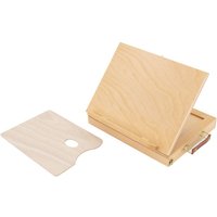 Ecd Germany - Tischstaffelei aus Holz mit Schublade und Palette, Holzstaffelei klein mit Aufbewahrungsfach, Sitzstaffelei tragbar & verstellbar, von ECD GERMANY