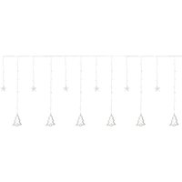 Led Fenster Lichtervorhang 220cm mit 138 LEDs Warmweiß, Weihnachtsbäume und Sterne, 8 Funktionen, Weihnachtsdeko Fensterdeko für Innen/Außen, von ECD GERMANY