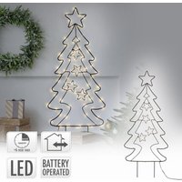 Led Gartenstecker Weihnachtsbaum 87 cm, 90 Warmweiße LEDs, 6 Std Timer Batteriebetrieben, Innen/Außen, aus Metall, led Baum Weihnachten Dekoration von ECD GERMANY
