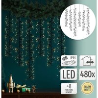 Led Lichterkette Lichtervorhang, 1m, mit 480 warmweißen LEDs, Lichternetz mit 8 Modi + Timer, 6 Strängen, Innen- und Außenbereich IP44, von ECD GERMANY