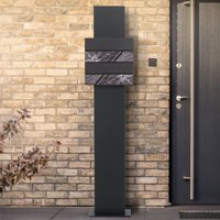 ML-Design Briefkasten, 37x36,5x11 cm, Anthrazit/Schwarz-Marmoroptik, aus Stahl, Postkasten mit Zeitungsfach, Schloss, 2 Schlüssel, Moderner Design ML-Design Briefkasten, 37x36,5x11 cm, Anthrazit/Schwarz-Marmoroptik, aus Stahl, Postkasten mit Zeitungsfach, Schloss, 2 Schlüssel, Moderner Design von ECD GERMANY