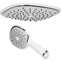 Ecd Germany - Regendusche Set, Oval, Weiß, aus Edelstahl, Anti-Kalk Düsen, Duschbrause Brausekopf Regenduschkopf Einbauduschköpfe Überkopfürause von ECD GERMANY