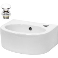 Ecd Germany - Waschbecken mit Ablaufgarnitur, 33,5x25,5x13 cm, Weiß, aus Keramik von ECD GERMANY