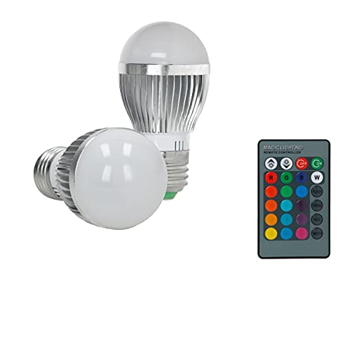 ECD Germany 1-er Pack E27 LED Birne RGB 3W AC 220-240V 16 Farben bis 249 Lumen 120° Abstrahlwinkel inkl. IR-Fernbedienung mit 24 Tasten von ECD Germany