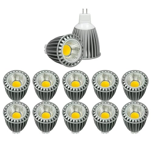 ECD Germany 10er Pack MR16 COB LED Lampe 7,5W, Warmweiß 3000K, 810 Lumen, 12V DC, 90° Abstrahlwinkel, Energiesparlampe ersetzt 60W Halogenlampen, Spot Glühbirne Birne Strahler Leuchtmittel Licht von ECD Germany