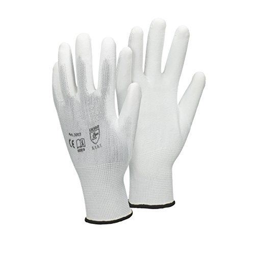 ECD Germany 12 Paar Arbeitshandschuhe mit PU-Beschichtung, Größe 10-XL, Weiß, atmungsaktiv, rutschfest, robust, Mechanikerhandschuhe Montagehandschuhe Schutzhandschuhe Gartenhandschuhe Handschuhe von ECD Germany