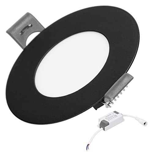 ECD Germany 1er Pack LED Panel Einbaustrahler 3,3W, Rund Ø85x30 mm, Neutralweiß 4000K, Schwarz, 275 Lumen, Flach, Ultraslim, Wasserdicht IP44, Deckenstrahler Deckenleuchte Einbauleuchten Spot Lampe von ECD Germany