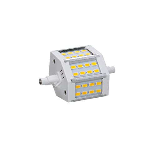 ECD Germany 1x R7S LED Leuchtmittel 5W 78mm Warmweiß 3000K, 450 Lumen, SMD5730, AC 220-240V, 180° Abstrahlwinkel, ersetzt 35W Halogenbirne, Dimmbar, Flutlicht Fluter Ersatz Halogenstab Leuchte Licht von ECD Germany