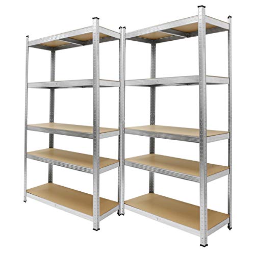 ECD Germany 2 Stück Werkstattregal Schwerlastregal - 180x90x40 cm - verzinkt - belastbar bis 750kg - 5 MDF-Platten - Lagerregal Steckregal Kellerregal Garagenregal Metallregal Regal Werkbank ECD Germany 2 Stück Werkstattregal Schwerlastregal - 180x90x40 cm - verzinkt - belastbar bis 750kg - 5 MDF-Platten - Lagerregal Steckregal Kellerregal Garagenregal Metallregal Regal Werkbank von ECD Germany