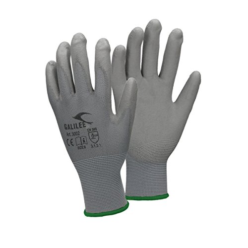 ECD Germany 24 Paar Arbeitshandschuhe mit PU-Beschichtung, Größe 11-XXL, Grau, atmungsaktiv, rutschfest, robust, Mechanikerhandschuhe Montagehandschuhe Schutzhandschuhe Gartenhandschuhe Handschuhe von ECD Germany