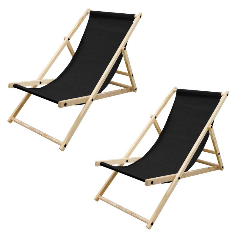 ECD Germany 2Er Set Liegestuhl Klappbar Schwarz Holz Verstellbare Rückenlehne von ECD Germany