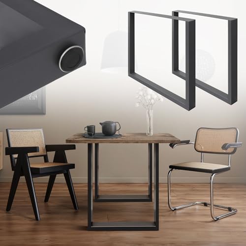 ECD Germany 2X Tischbeine aus Vierkantprofilen, 60 x 72 cm, Anthrazit, pulverbeschichtete Stahl, Industriedesign, Metall Tischkufen Tischuntergestell Tischgestell Möbelfüße, für Esstisch Schreibtisch von ECD Germany