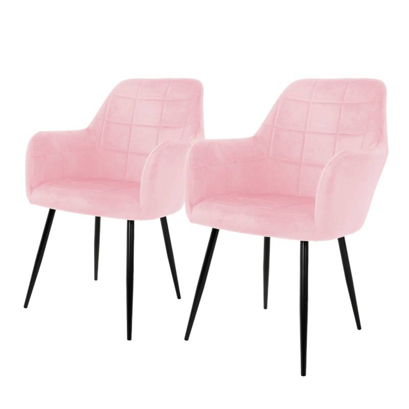 ECD Germany 2er Set Esszimmerstühle Küchenstühle Rosa aus Samt von ECD Germany