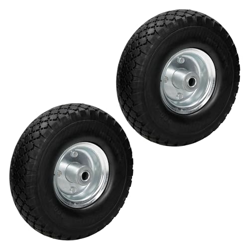 ECD Germany 2er Set Sackkarrenrad Blockprofil aus pannensicherem PU Vollgummi - 3.00-4 / Ø260x85mm - mit Kugellager und Stahlfelge - 120kg - Schwarz - Bollerwagenrad Sackkarren Rad Ersatzrad Reifen von ECD Germany