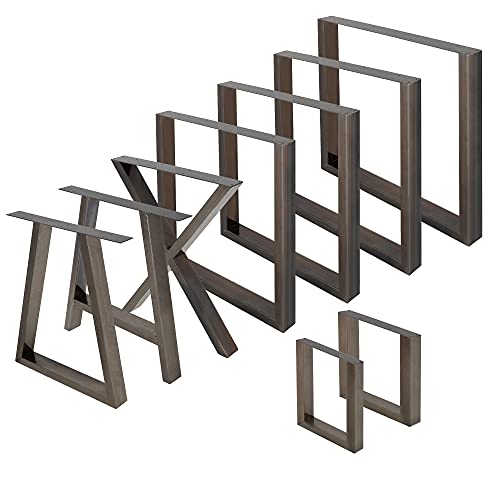 ECD Germany 2er Set Tischbeine 30x43 cm, Dunkelgrau, Stahl pulverbeschichtet, Industriestil, Vierkantprofil, Metall Tischkufen, Tischuntergestell Tischgestell Möbelfüße Bankkufen Bankgestell Bankbeine von ECD Germany